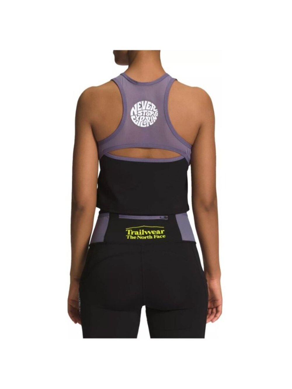 THE NORTH FACE Trailwear QTM Bra Tank Top Womens S Mesh Black Lunar Slate Purple - Picture 10 of 10
